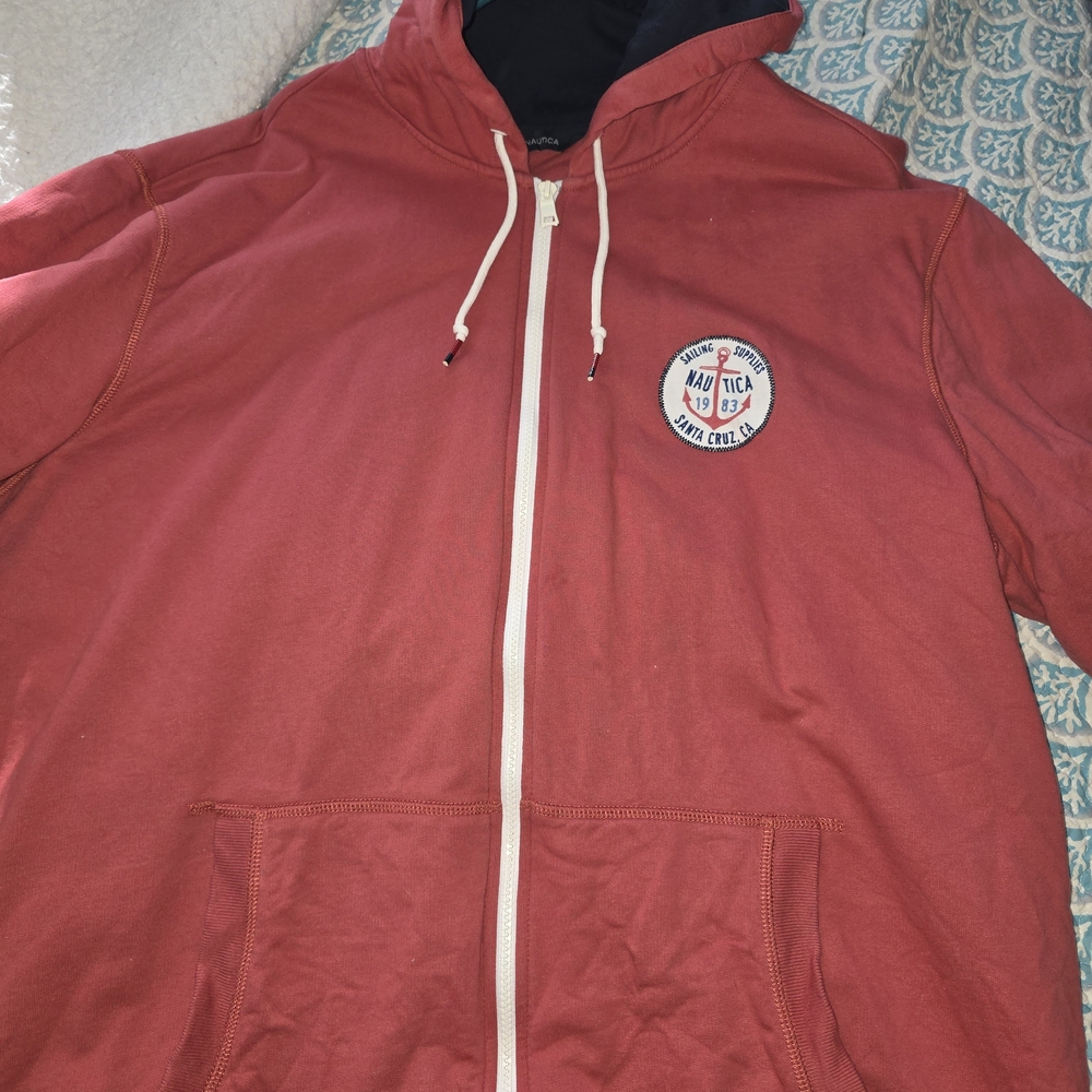 Nautica Men's Red Hooded Jacket